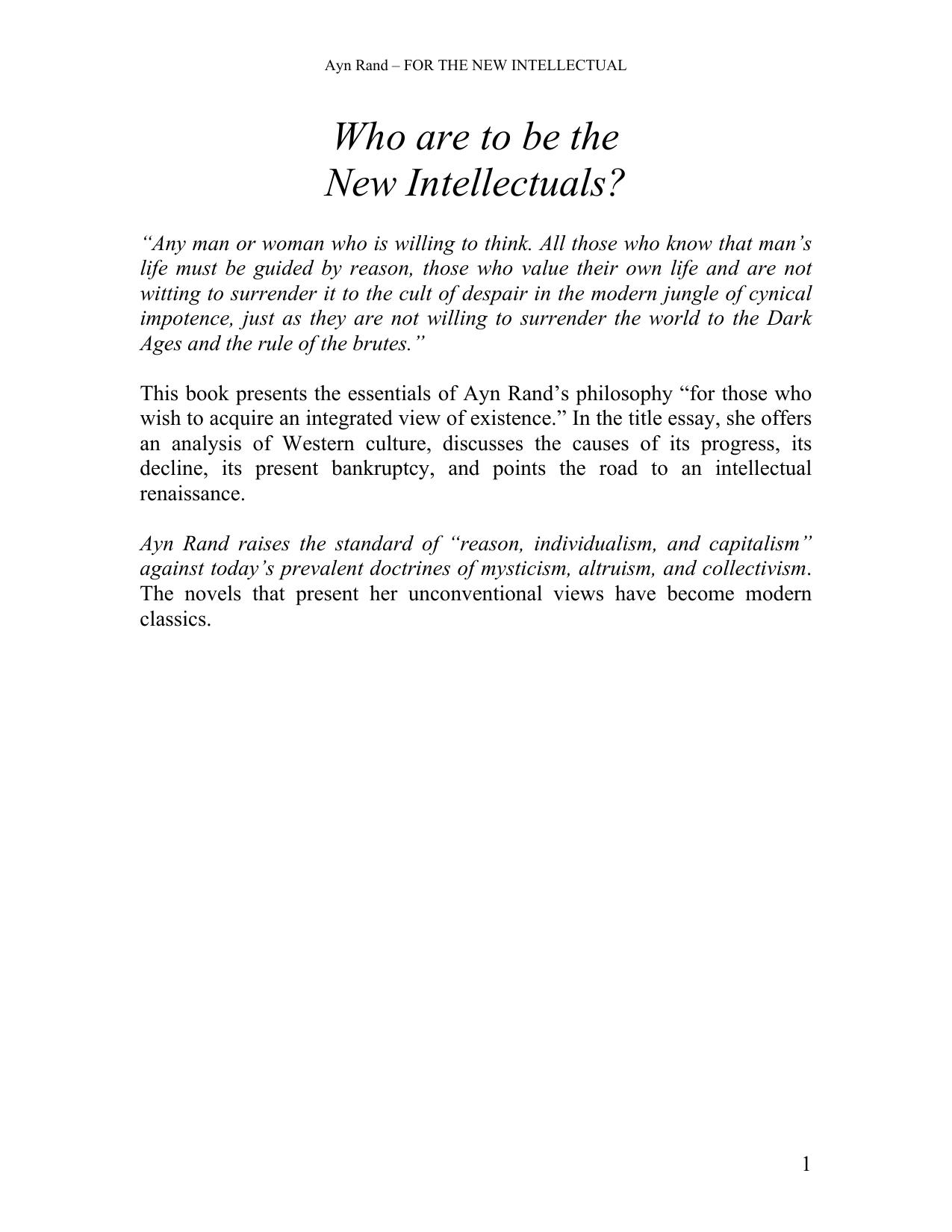 Microsoft Word - RAND, Ayn - For the New Intellectual.doc