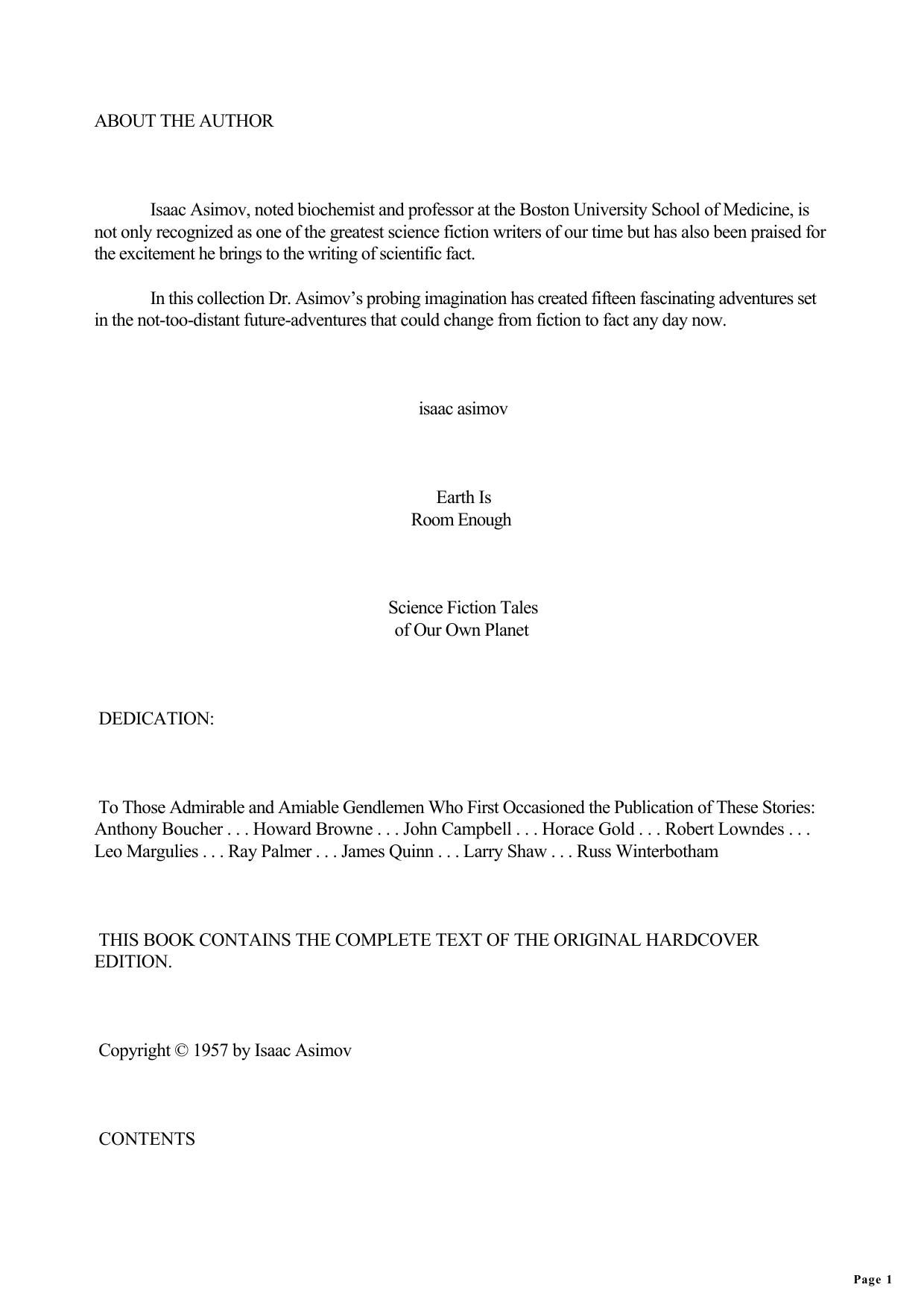 Earth Is Room Enough