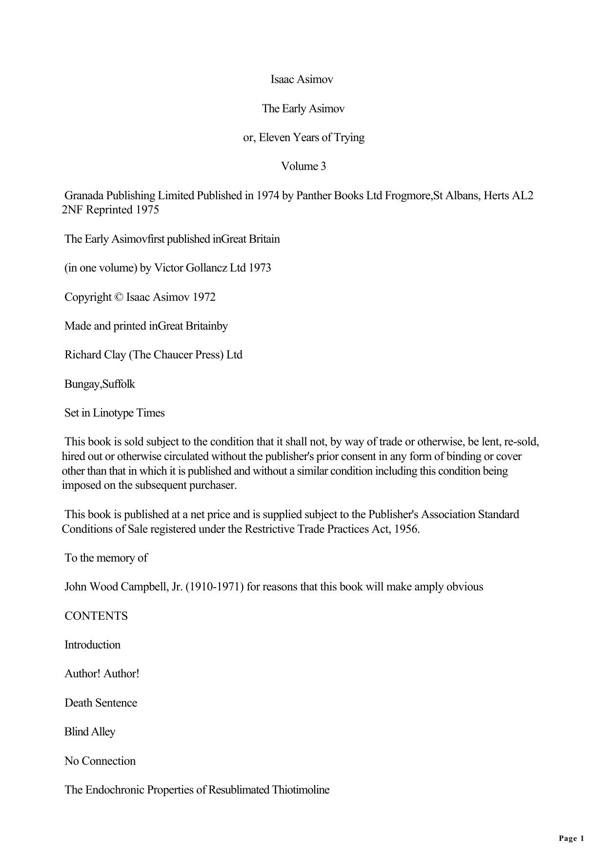 The Early Azimov Volume 3