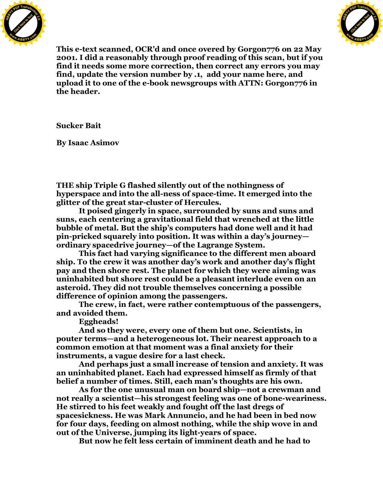 Sucker Bait - in Astounding Science Fiction, February 1954 Issue