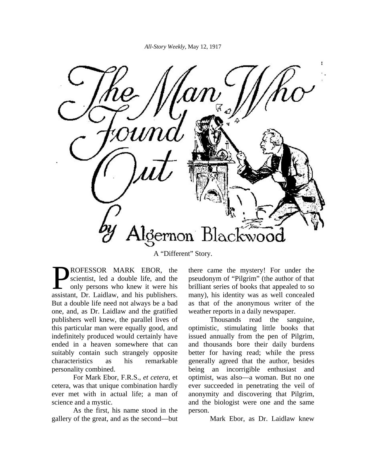 The Man Who Found Out by Algernon Blavkwood
