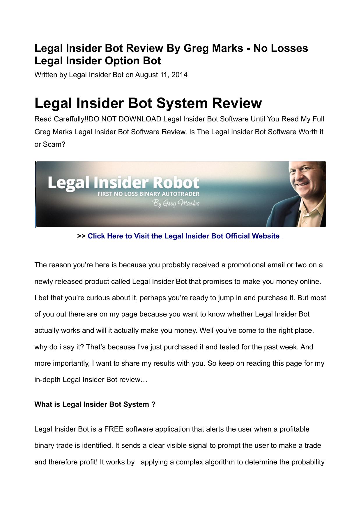 Legal Insider Bot System Review - Worth it or Scam