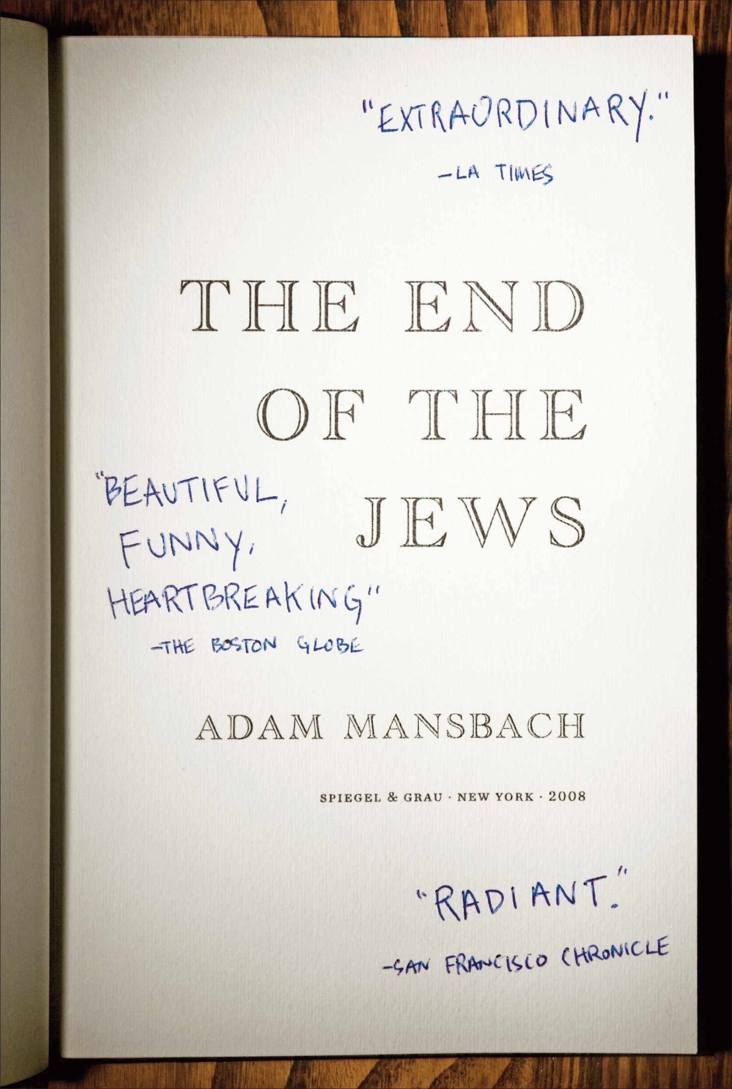 The End of the Jews: A Novel