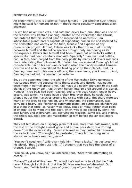 Frontier of the Dark