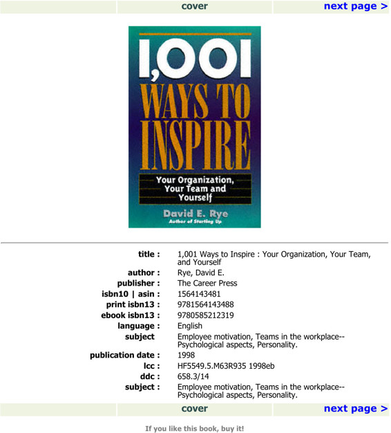 1,001 Ways to Inspire: Your Organization, Your Team and Yourself
