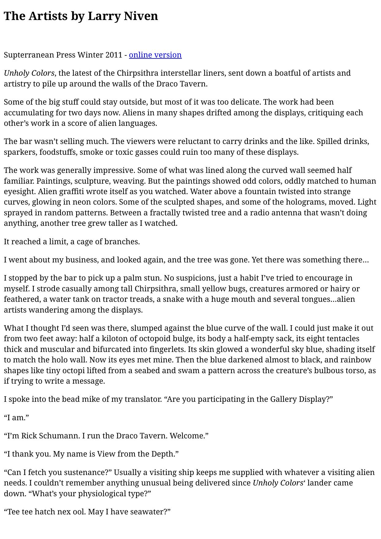 Larry Niven - The Artists