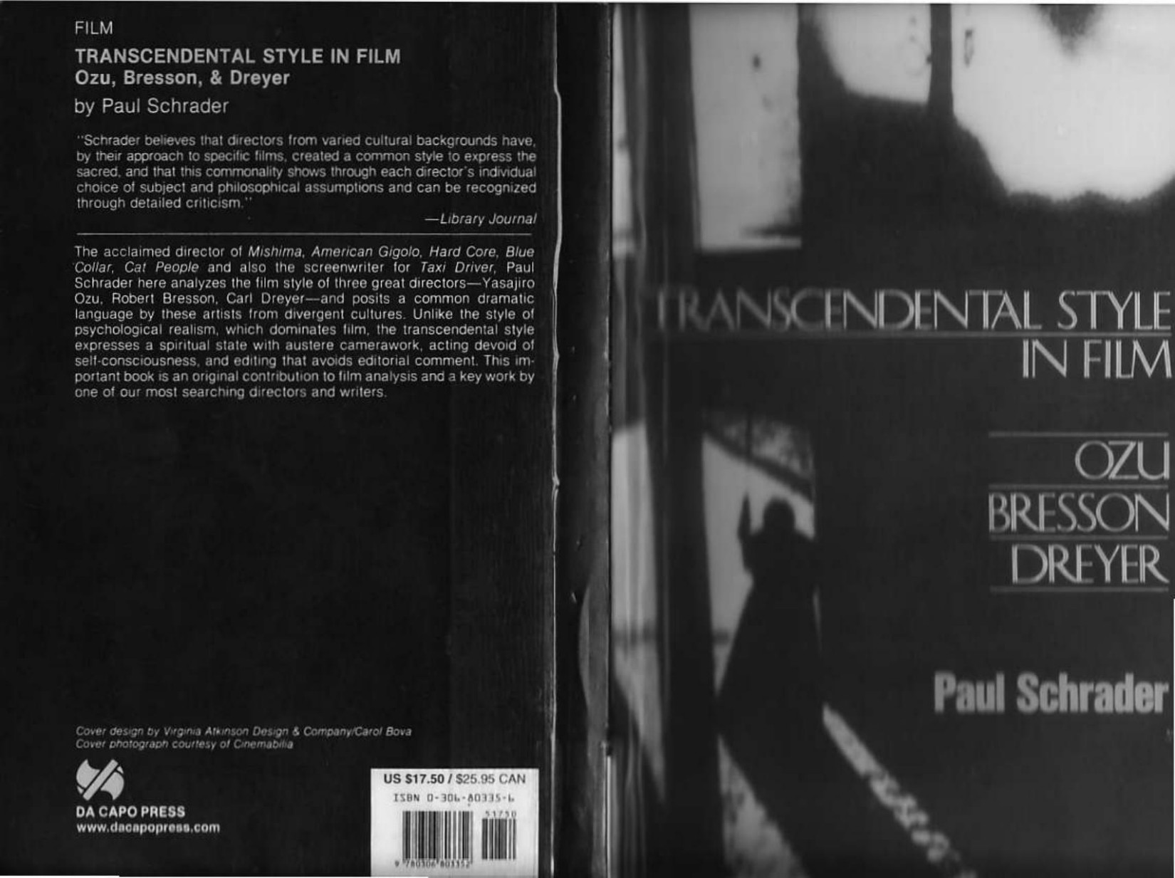 Transcendental Style in Film: Ozu, Bresson, Dreyer