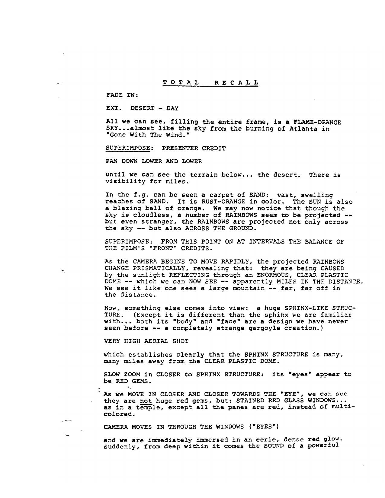 Total Recall Unused David Cronenberg Script